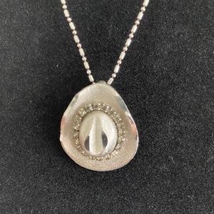 Silver Tone and Cubic Zircon Cowboy Hat Charm Necklace